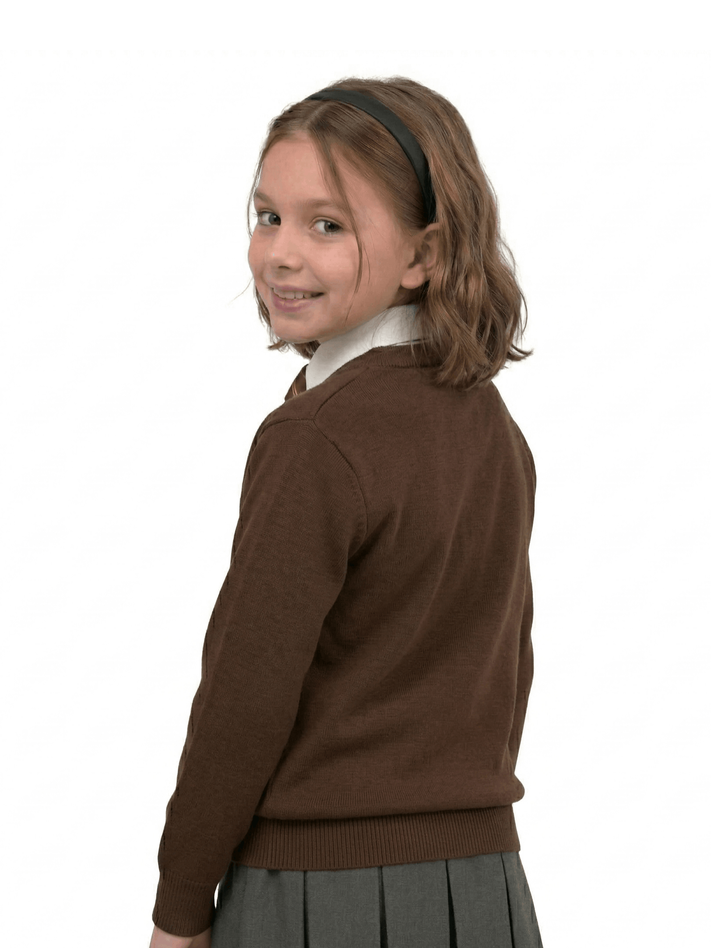 GW CLASSY OUTFIT Boys & Girls V-Neck School Jumper – Kids Unisex Long Sleeve Fleece Uniform Soft & Comfortable Sweatshirt