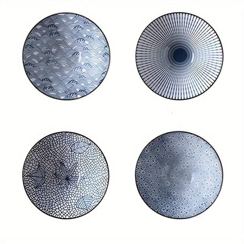 4pcs Ceramic Plates Set, 20.5 cm - Italian Pasta Bowls，Elegant Round Dinner Plates with Delicate Patterns, Durable and Easy to Clean, Perfect for Home, Dorm, Kitchen, Restaurant - All-Season Use, Kitchen Essential, Fashionable Tableware, High-Quality Dish