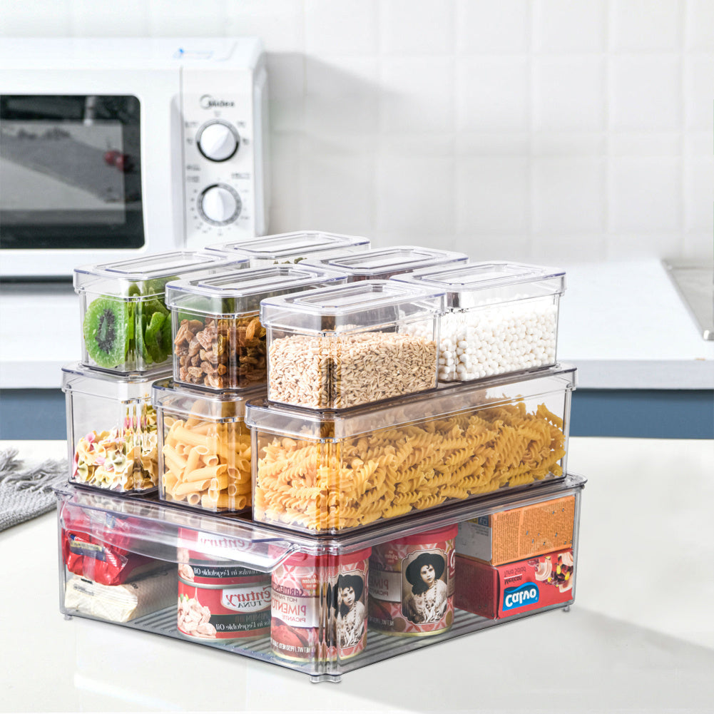7/10-Pack Clear Stackable Refrigerator Organizer Bins - Multi-Purpose Food Storage Containers for Fridge, Freezer, Pantry - Ideal for Fruits, Vegetables, Meat - Durable PET, Easy to Clean, Fridge Storage Boxes and Containers