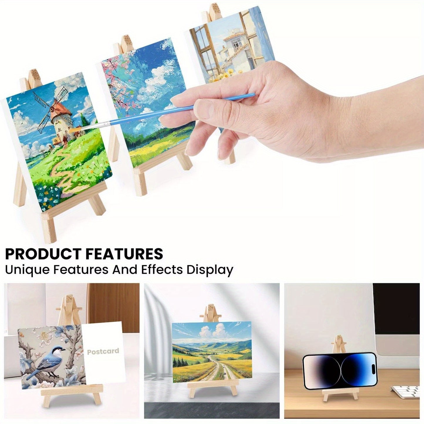 12pcs 10X10Cm Mini Canvas Art Boards & Easels & Brushes Sets Canvases Boards