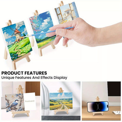 12pcs 10X10Cm Mini Canvas Art Boards & Easels & Brushes Sets Canvases Boards