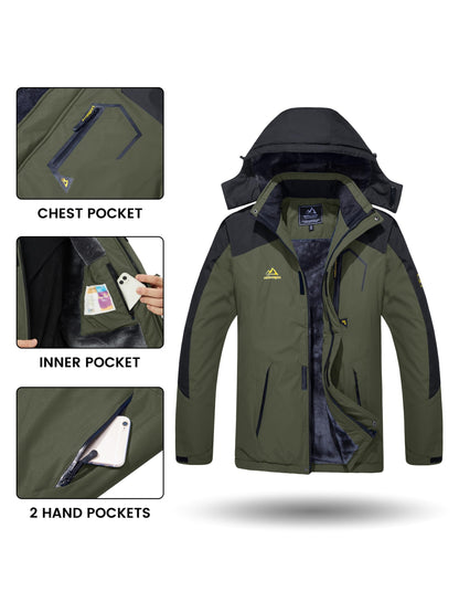 Men's Winter Warm Jackets Fleece Lined Coats Hooded Thermal Outdoor Thick Jacket Heavy Sport Hiking Jogging Camping Fishing Climbing Traveling Skiing Snowboarding Casual Parka