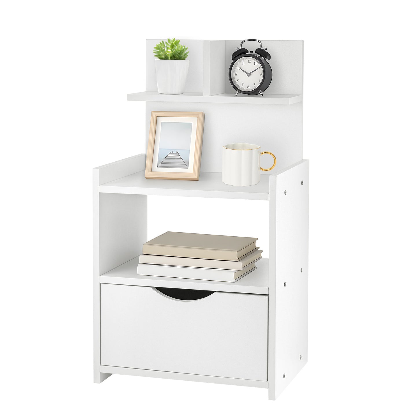 Modern Wooden Bedside Table with Drawer | Multifunctional Storage Cabinet for Bedroom, Bathroom, Living Room & Hallway | Compact Design 60x32.5x25.5cm