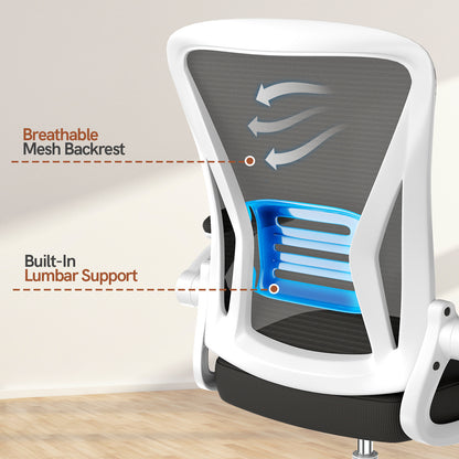 GartistGo Office Chair Ergonomic Desk with 90° Flip-up Armrest Lumbar Support, Height Adjustable Chair, Executive Swivel Computer Padded Seat Cushion for Home/Office
