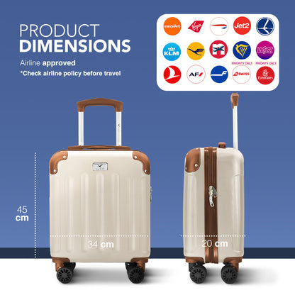 LUGG Skywander 15 Inch (45x34x20cm) Lightweight Underseat Cabin Bag EasyJet Approved Carry-On Suitcase, Durable ABS Hard Shell, Smooth Double Spinner Wheels, Water Resistant & Compact Travel Luggage (45x34x20cm)
