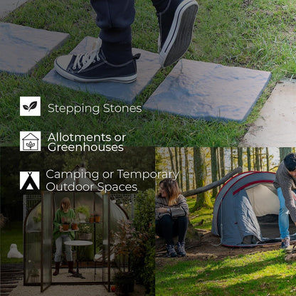 Garden Stepping Stones Stomp Garden Tiles Stepping Plastic Hard Wearing Durable (Pack Of 4)