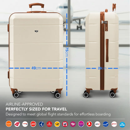 28 Inch Large Suitcase Lightweight ABS Hard Shell with TSA Lock & 4 Spinner Wheels - 75x49x29cm Check-In Luggage, Water-Resistant, UK Stock