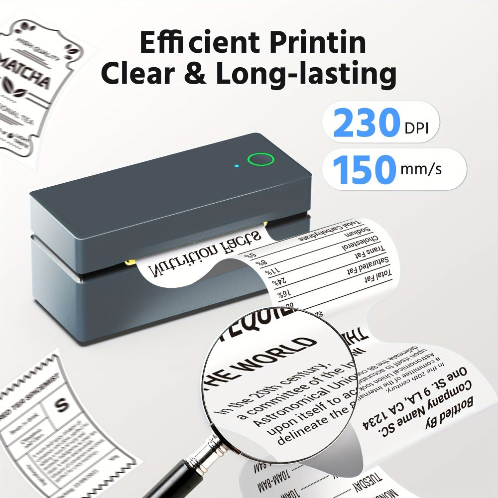 Thermal Shipping Label Printer Inkless Portable – PL80EB 4x6 Wireless Label Printer for Small Business, Logistics & Home Use, Compatible with Mobile & PC, Includes 50 Label Sheets, Enamel Blue