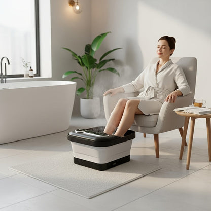 Foldable Foot Spa Massager with Heat Bubbles & Temperature Control – Touch Screen 6 Rollers Pumice Stone – Relaxing Foot Soak Gift
