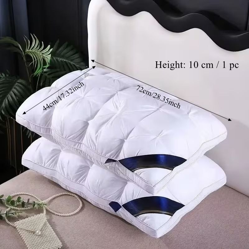 Set of 2 Pillows Designed for Sleep, Neck Support Pillow Cores, Luxurious Sleeping Pillows, Offering Balanced Support Ideal for Side, Back, And Stomach Sleepers. Part of a Hotel Collection, They Come in Vacuum-Sealed Packaging, Perfect for Home And Hotel