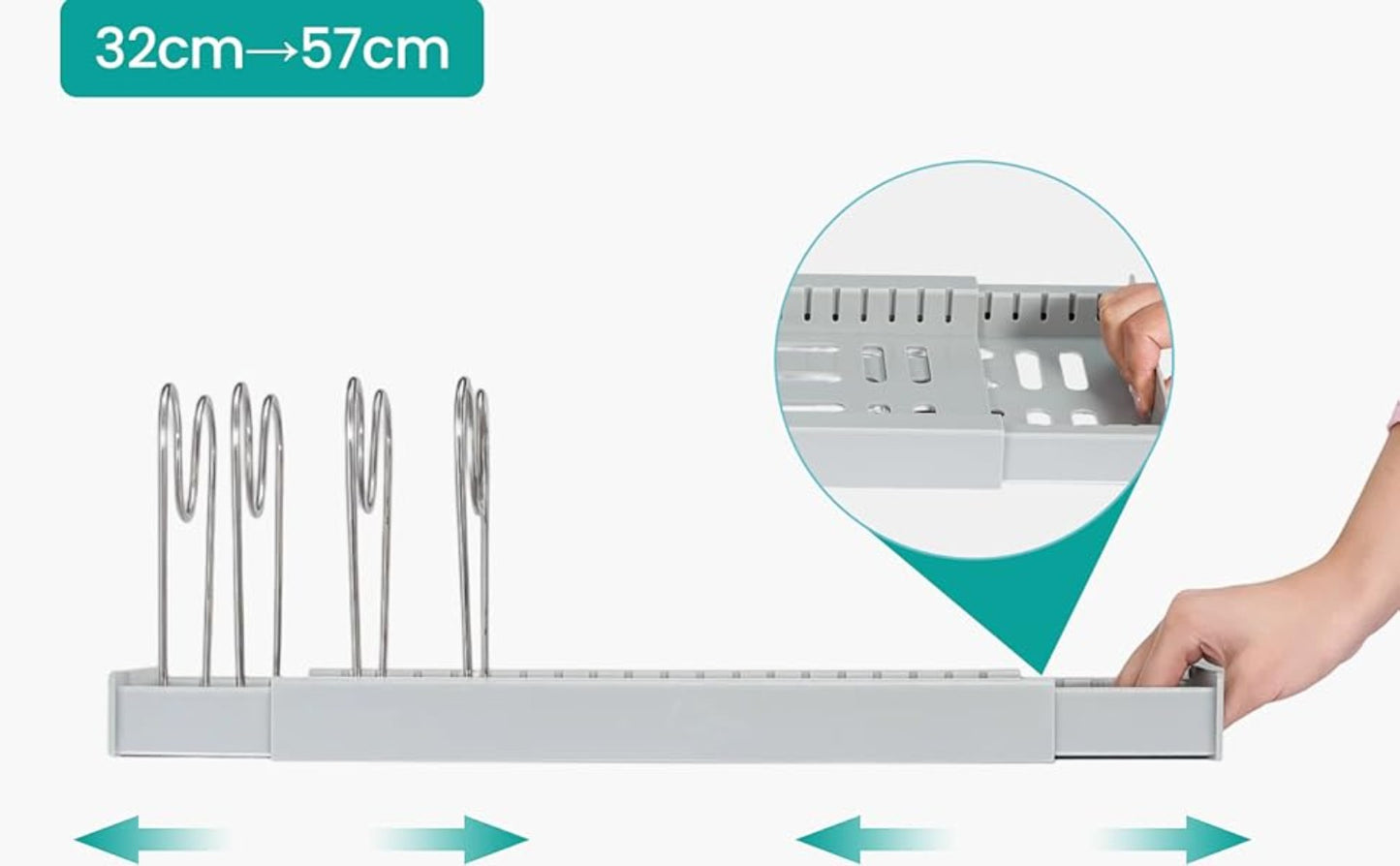 Expandable Pan Lid Organiser Rack 7/10 Adjustable Dividers, Anti-slip Pantry Cupboard Organiser Kitchen Drawer Bakeware Plate Holders for Pots, Pans, Chopping Board, Saucepan, Baking Trays