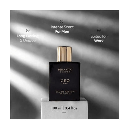 BellaVita CEO Man Eau de Parfum 100ml Long-Lasting Mens Cologne Citrus Lavender Woody Amber Signature Fragrance Aftershave Gift for Him
