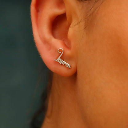 Custom Christmas Name Earrings, Stylish And Minimalist Stainless Steel Name Studs, Trendy Jewelry for Women, Christmas Gift