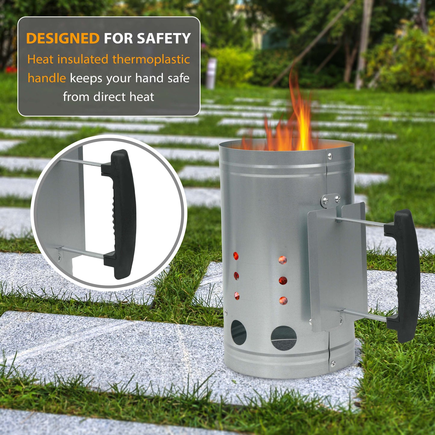 BBQ Chimney Starter – Charcoal Coal Starter & Food Lighter for Heavy Duty BBQ Grill, Coal Burner Kit with Heat-Resistant Handle – Quick Fire Starters for Barbecue, Camping & Outdoor Cooking