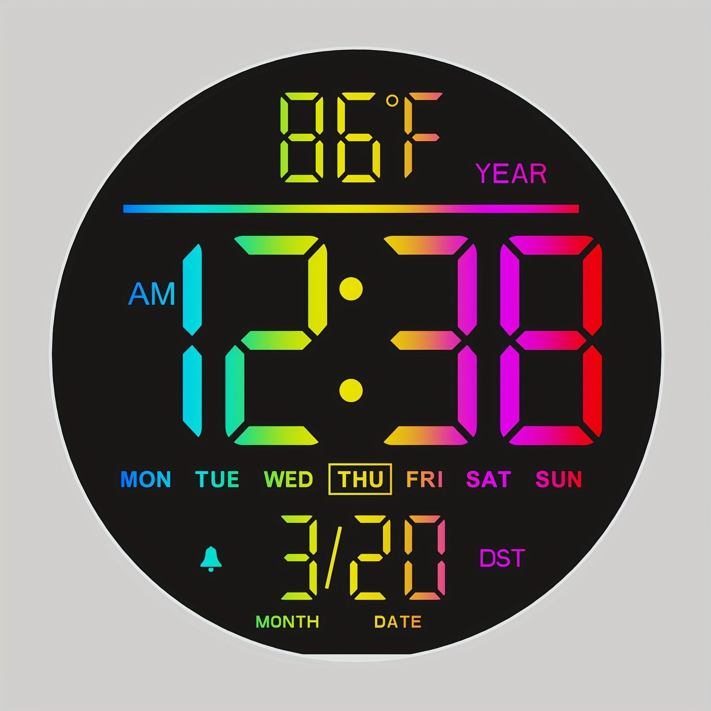 A Large 10-Inch Digital Wall Clock Featuring 8 RGB Colors, Remote Control, Temperature Display, Date, Automatic Daylight Saving Time Adjustment, Night Light, Auto Brightness Dimmer