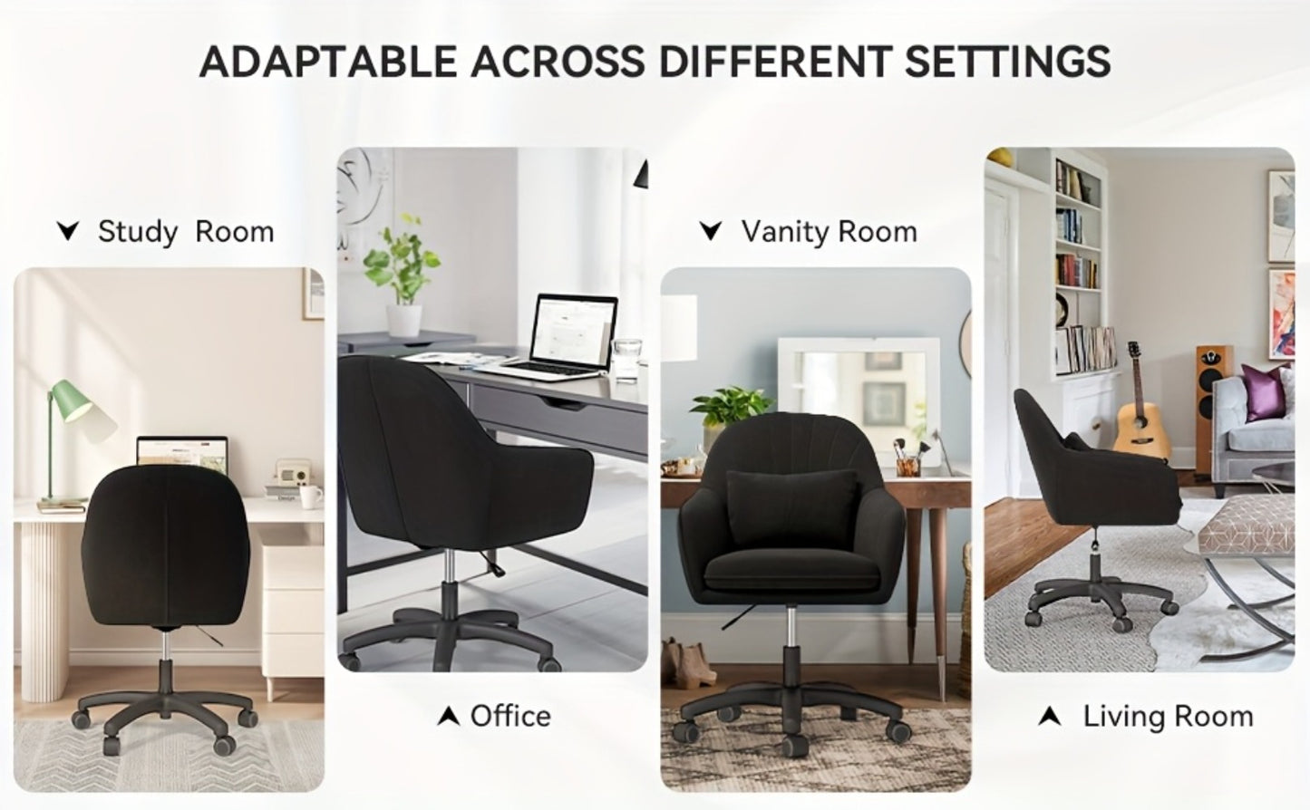 Velvet Swivel Desk Chair with Pillow & Height Adjustment – 360° Rotatable Home Office & Vanity Chair, Memory Foam Seat, Up to 150kg, for Study Room & Bedroom