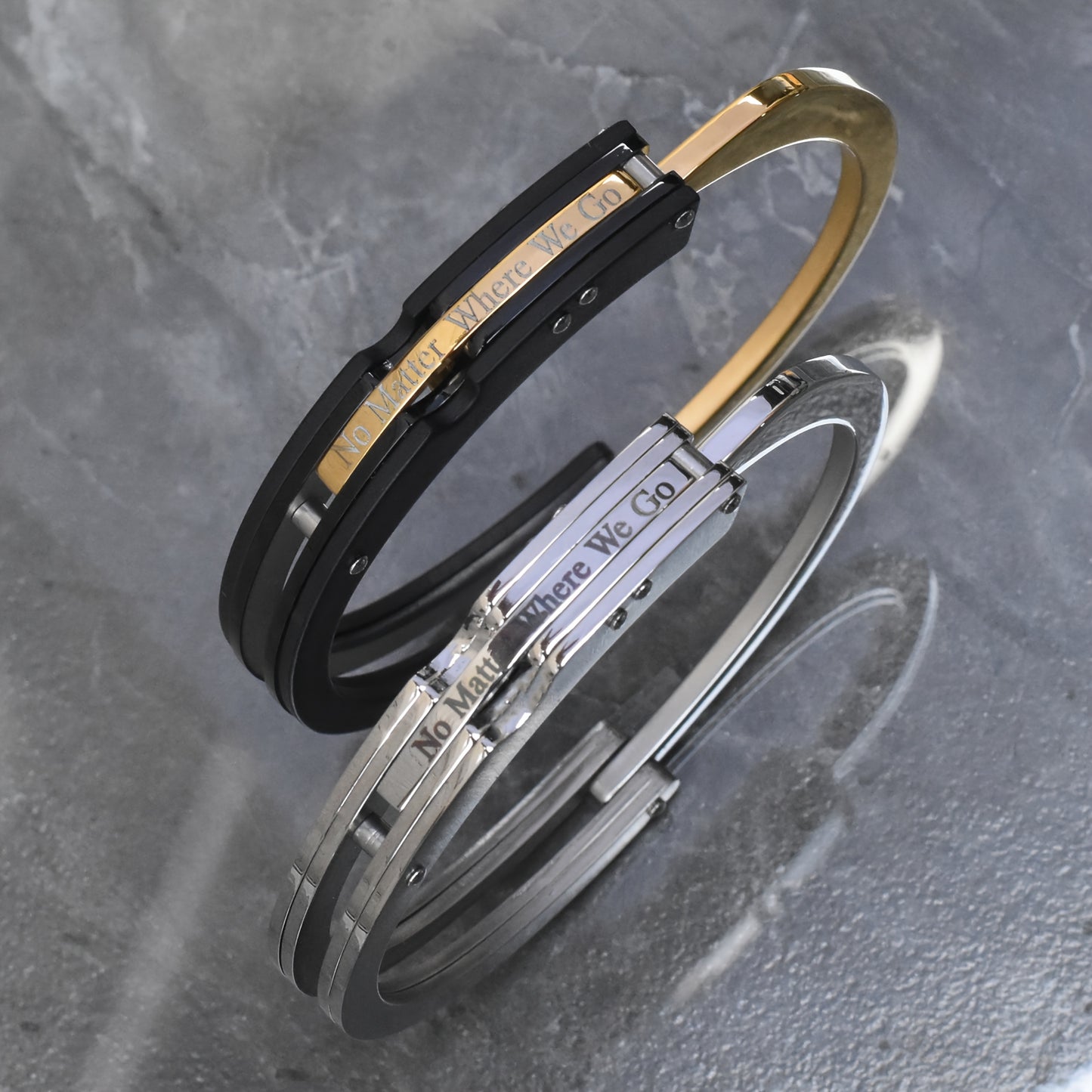 Couple Bracelets Set 304 304 Stainless Steel Men'S Bangle bangle bracelet Couple Gift Christmas Gift for Boyfriend, Lock in a Lifetime of Love Couple Bangle bangle bracelet