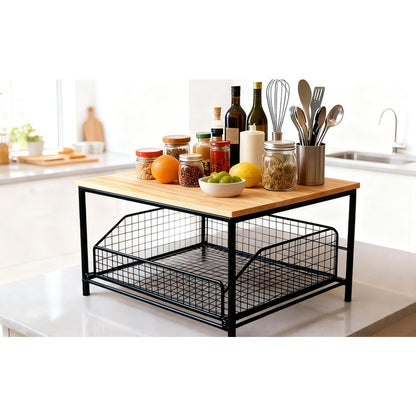 Two-Tier Metal Kitchen Countertop Organiser with Drawers - use example 8