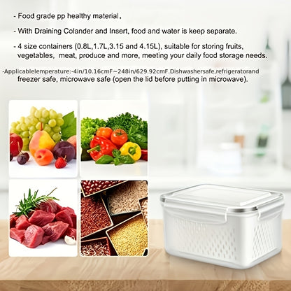 Food Storage Boxes with Drain Baskets - 9-Piece Set - size and specification view 12