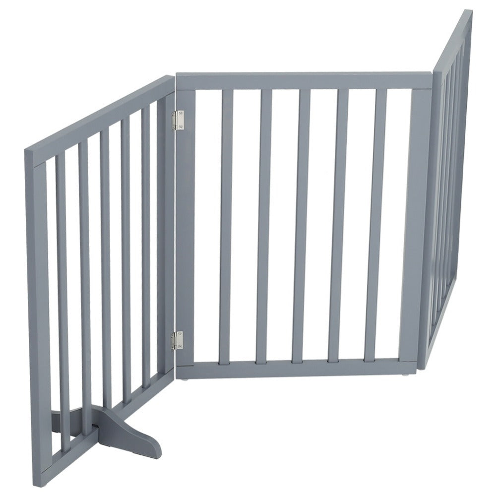 Freestanding Dog Gate Extra Tall Folding Wooden – Indoor Pet Safety Barrier with 2 Support Feet for Stairs, Doorways & Rooms, Foldable Puppy Gate for Home Use