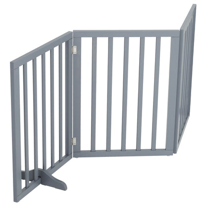 Freestanding Dog Gate Extra Tall Folding Wooden – Indoor Pet Safety Barrier with 2 Support Feet for Stairs, Doorways & Rooms, Foldable Puppy Gate for Home Use