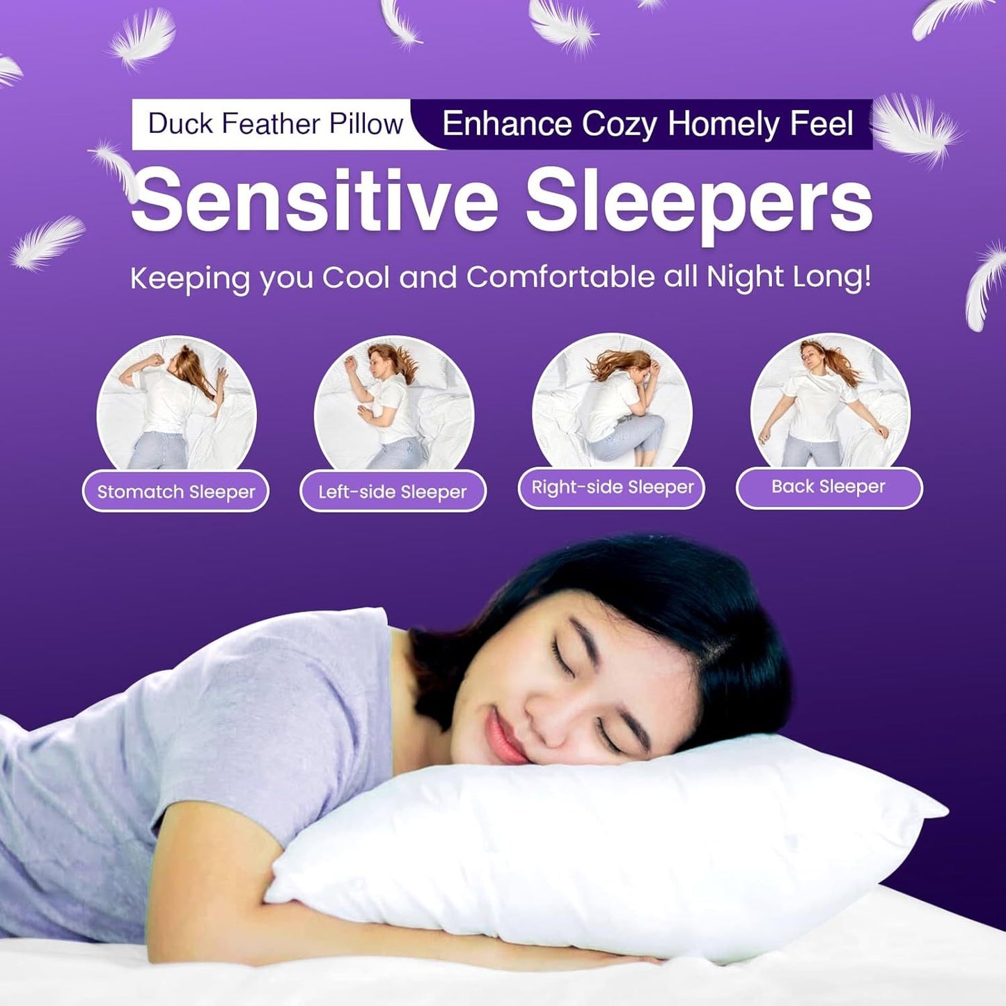 Duck Feather & Down Pillows Fluffy Filled Hotel Quality 100% Soft Luxury Microfiber Pack of 1or 2 & 4 From Local Warehouse