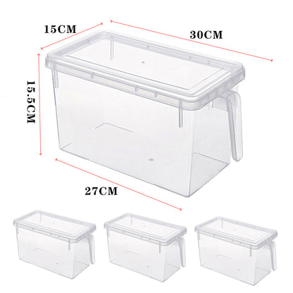 4pcs Clear Storage Box Fridge Food Container Cabinet Organizer Cupboard Holder Rack Basket Case W/ Handle Lid Valentine'S Day Gifts Holiday Gift Guide