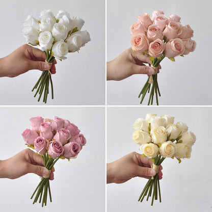 24x Artificial Single Rose Bud with Stem Flowers Fake Bouquet Wedding Party Home Decorations for Mother's Day