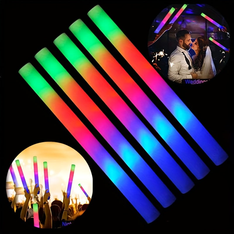 Bulk Pack of 30 LED Foam Light Sticks - Flashing Party Favors in Three Colors for Weddings, Sports Events, Concerts, Camping, And Glow Celebrations