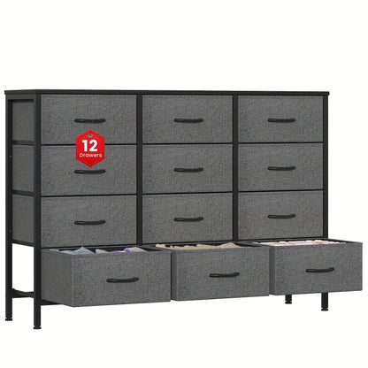 12 Canvas Chest Of Drawers Narrow Fabric Cabinet, Space-Saving Storage Organizer For Bedroom Living Room Office Sturdy Frame Chest Of Drawers