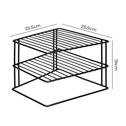 Taylor & Brown 3 Tier Corner Kitchen Plate Bowl Rack Stand Holder Tidy Cupboard Shelf Insert Storage Organiser, Space Saving, H19 x W25.5 x D25.5cm, White
