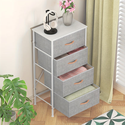 4-Drawer Dresser Storage Cabinet with Metal Frame & MDF Top, Adjustable Feet, Anti-Tip Safety - Stylish And Spacious Storage Unit for Bedroom Or Living Room (44.96cm X 29.97cm X 90.93cm)