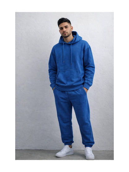 Men'S Outfit Two-Piece Set Featuring a Hooded Long-Sleeve Sweatshirt And Long Pants Solid Colour Knit Fabric Tracksuit, Regular Fit, Perfect Gift for Men, Daily & Outdoor Wear Large Pockets Matching For All Seasons S-XL