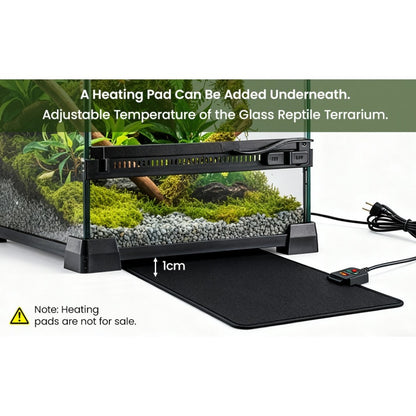 Glass Reptile Terrarium Vivarium Tank – Ventilated Habitat for Lizards, Frogs, Snakes & Spiders, Horizontal & Vertical, Leakproof Base