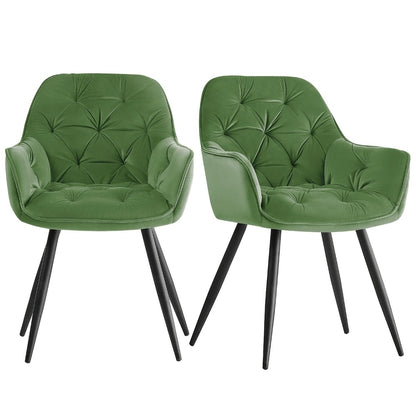 Velvet Padded Dining Chair with Metal Legs & Armrest - Upholstered Tub Chair for Kitchen, Living Room, Bedroom & Office, 15 Colours, UK Stock