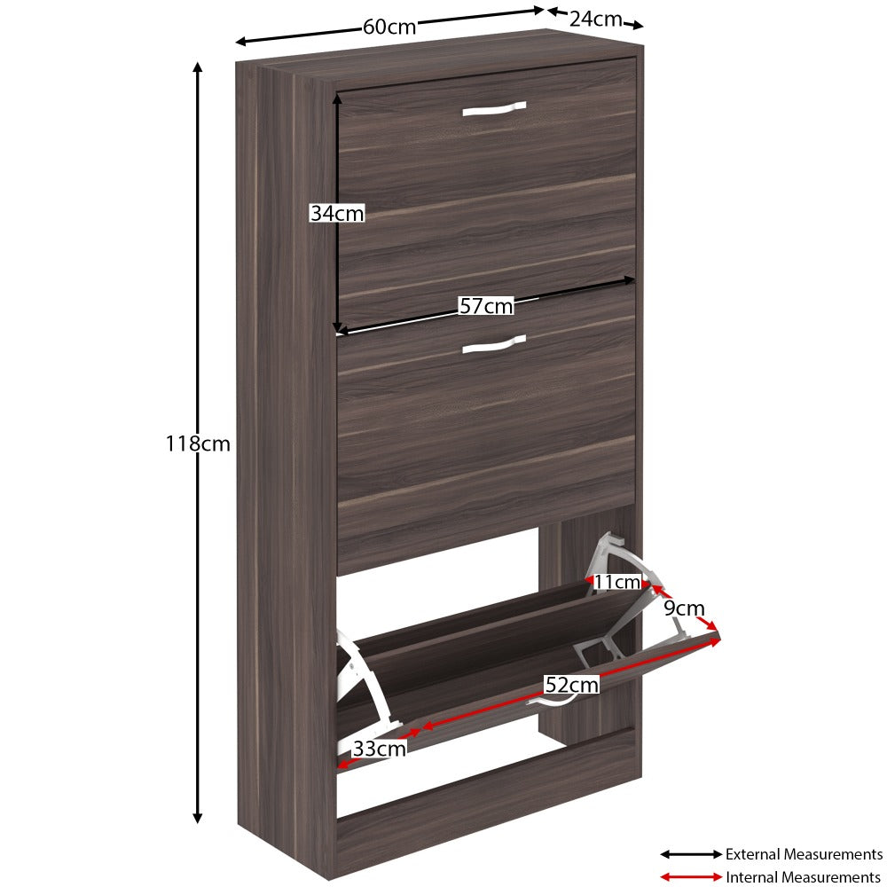 3 Drawer Shoe Cabinet with Stainless Steel Handles – Hallway Shoe Storage Cupboard, Holds 9–12 Pairs, Modern Slim Shoe Rack for Entryway Bedroom