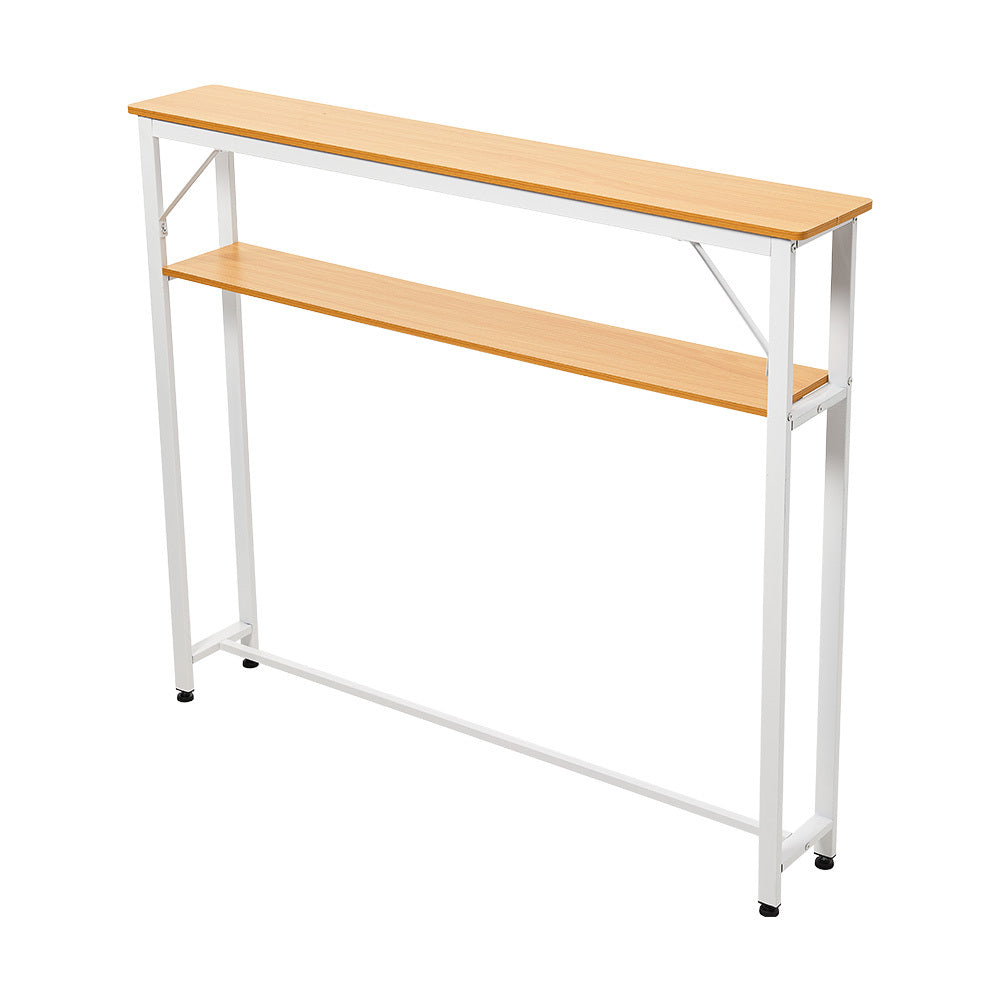 1pc Modern Simple Double Wall Long Narrow Table, Bedside Table At The Foot of The Bed, Long Table Behind The Sofa, and Long Storage Table with Seams, 80*20*100.2cm