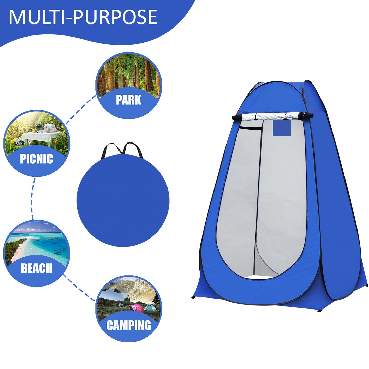 Pop Up Toilet Tents for Camping, Pop Up Changing Tent for Shower, Privacy Tent Portable Changing Room for Outdoor Adventures, Hiking, Fishing, Beach or Picnic