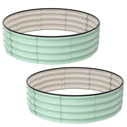 Galvanized Raised Garden Bed, Round Metal Planter Box with Open-Bottom Design, Heavy-Duty Steel Outdoor Flower Bed for Vegetables, Herbs, and Succulents, Easy Installation