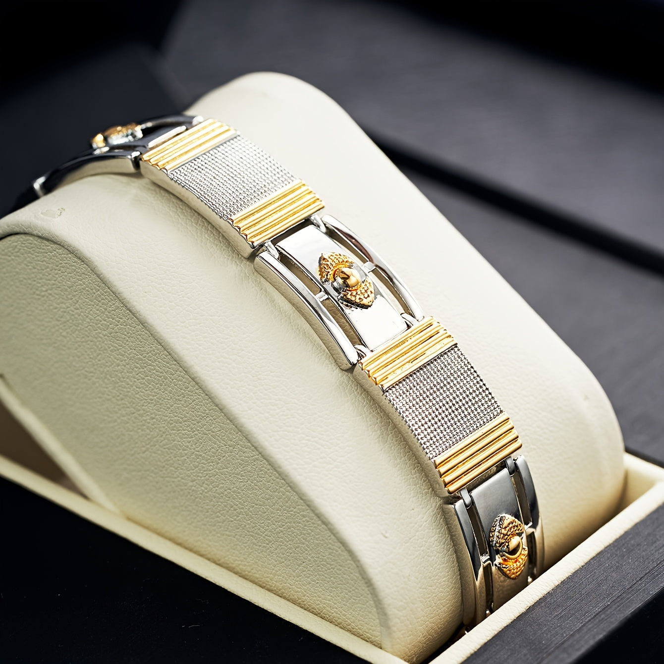 1pc Luxurious Golden Cuffed Women Men Square Bangle Wide Wristband Jewelry Gift