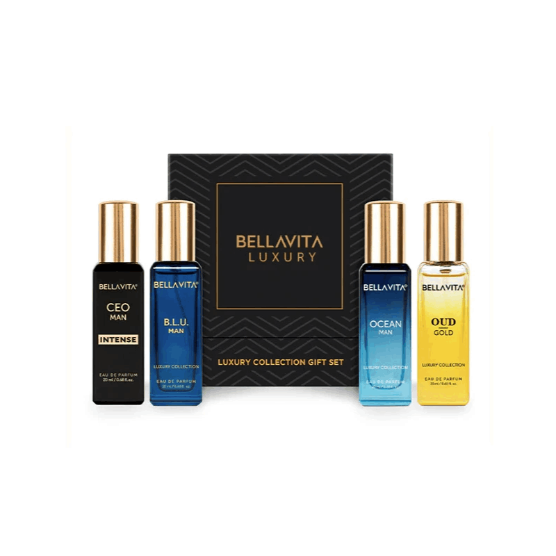 Bellavita Luxury Men's Perfume Gift Set (CEO, Klub, Oud, G.O.A.T), 4-Pack (20ml Each) EDP