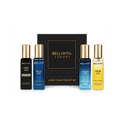 Bellavita Luxury Men's Perfume Gift Set (CEO, Klub, Oud, G.O.A.T), 4-Pack (20ml Each) EDP