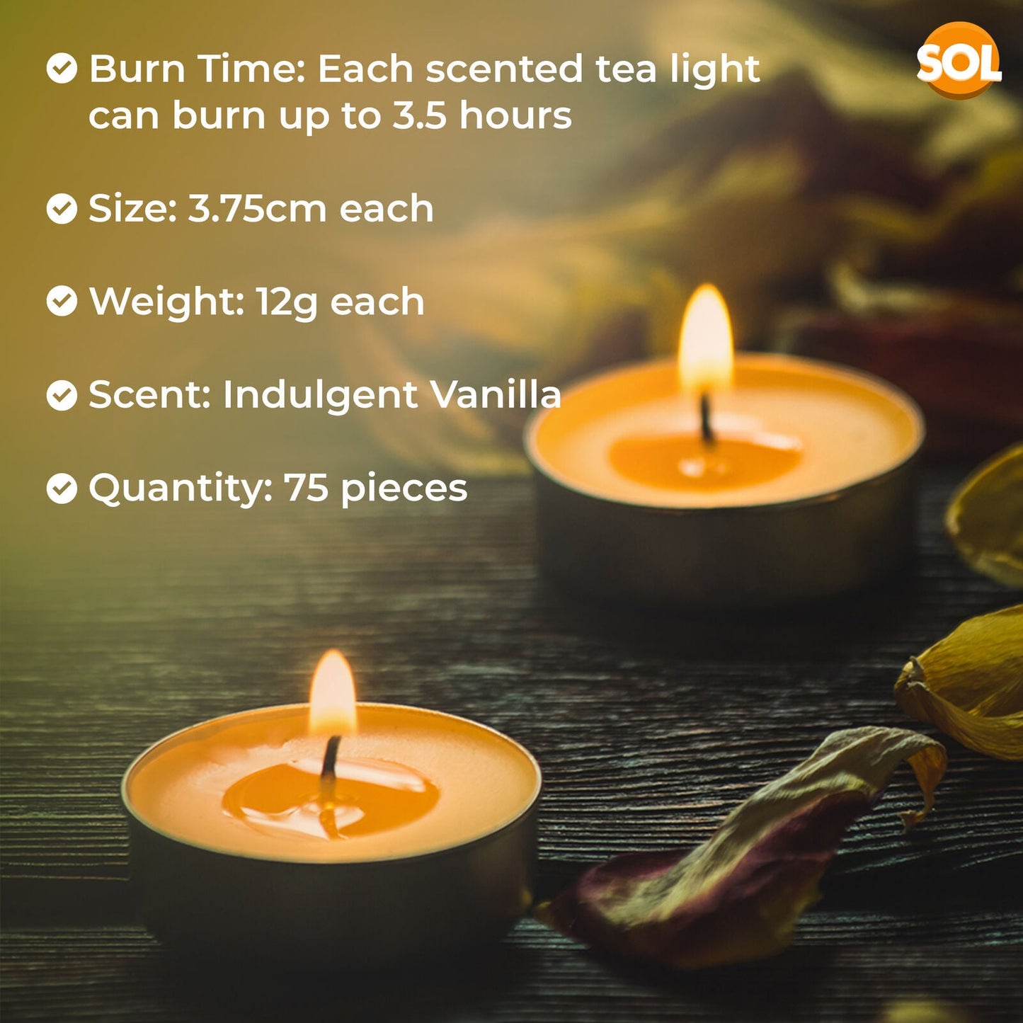 75 Pack Scented Tea Light Candles | Assorted Tealights with 5 Fragrances (Vanilla, Fresh Berries, Peach, Mountain Spring, Lavender) | 4 Hour Burn | Decorative Home & Gift Candle Set
