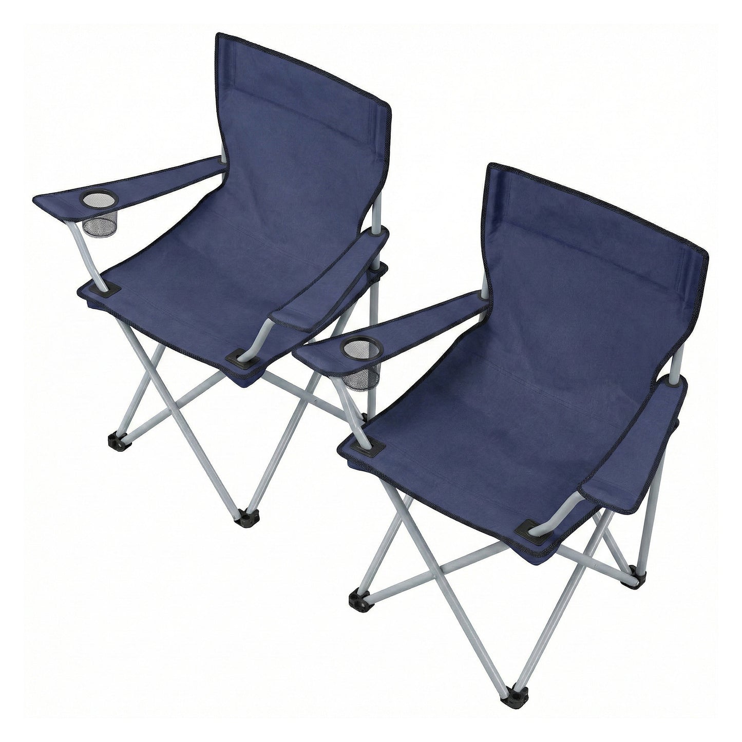 Set of 2 Portable Outdoor Chairs, Folding Lawn Chairs with Cup Holder and Armrests, 52 x 84 x 81，for Beach, Camping, Garden, Black,Blue,Pink