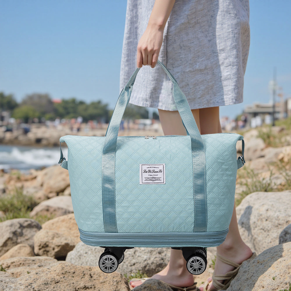 Travel Bag, Multifunctional Luggage Bag, Expandable Luggage Suitcase, Carry on Bag, Rolling Duffle Bag with Detachable Wheels, Travel Essentials Bag, Large Capacity with Zipper Closure, Ideal for Fitness, Yoga, and Everyday