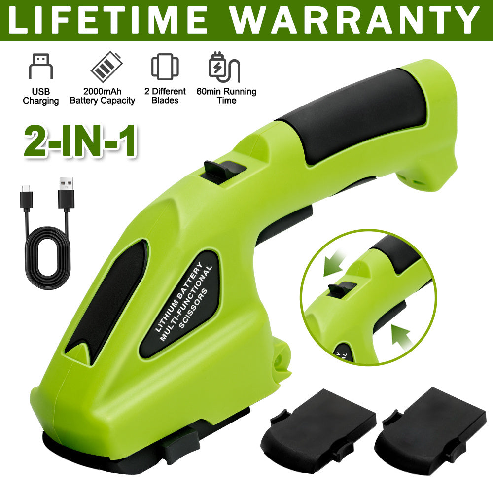 Machine Only Cordless Hedge & Grass Trimmer, Portable 2-in-1 Electric Handheld Hedge Trimmer & Pruner, Handheld Garden Tool Easy to Use for Professionals and Homeowners, Hedge Trimmer Electric, Home Gardening Tool, Comfortable Grip Handle, Durable Constru