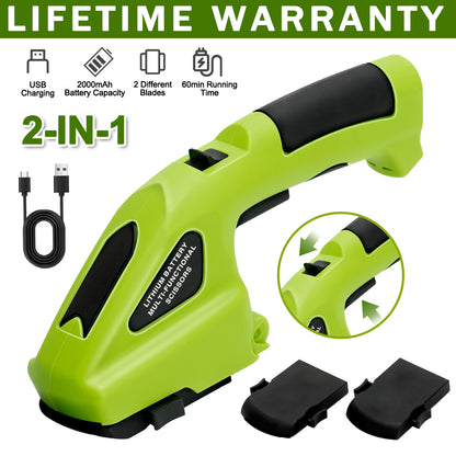 Machine Only Cordless Hedge & Grass Trimmer, Portable 2-in-1 Electric Handheld Hedge Trimmer & Pruner, Handheld Garden Tool Easy to Use for Professionals and Homeowners, Hedge Trimmer Electric, Home Gardening Tool, Comfortable Grip Handle, Durable Constru