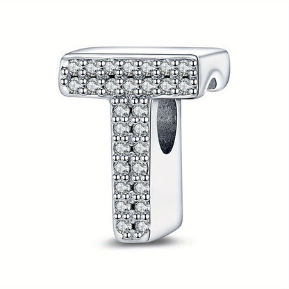 Fashion 925 Sterling Silver 26 Alphabet Letter Charms with Clear CZ for Women Jewelry Making Bracelet Necklace Accessories