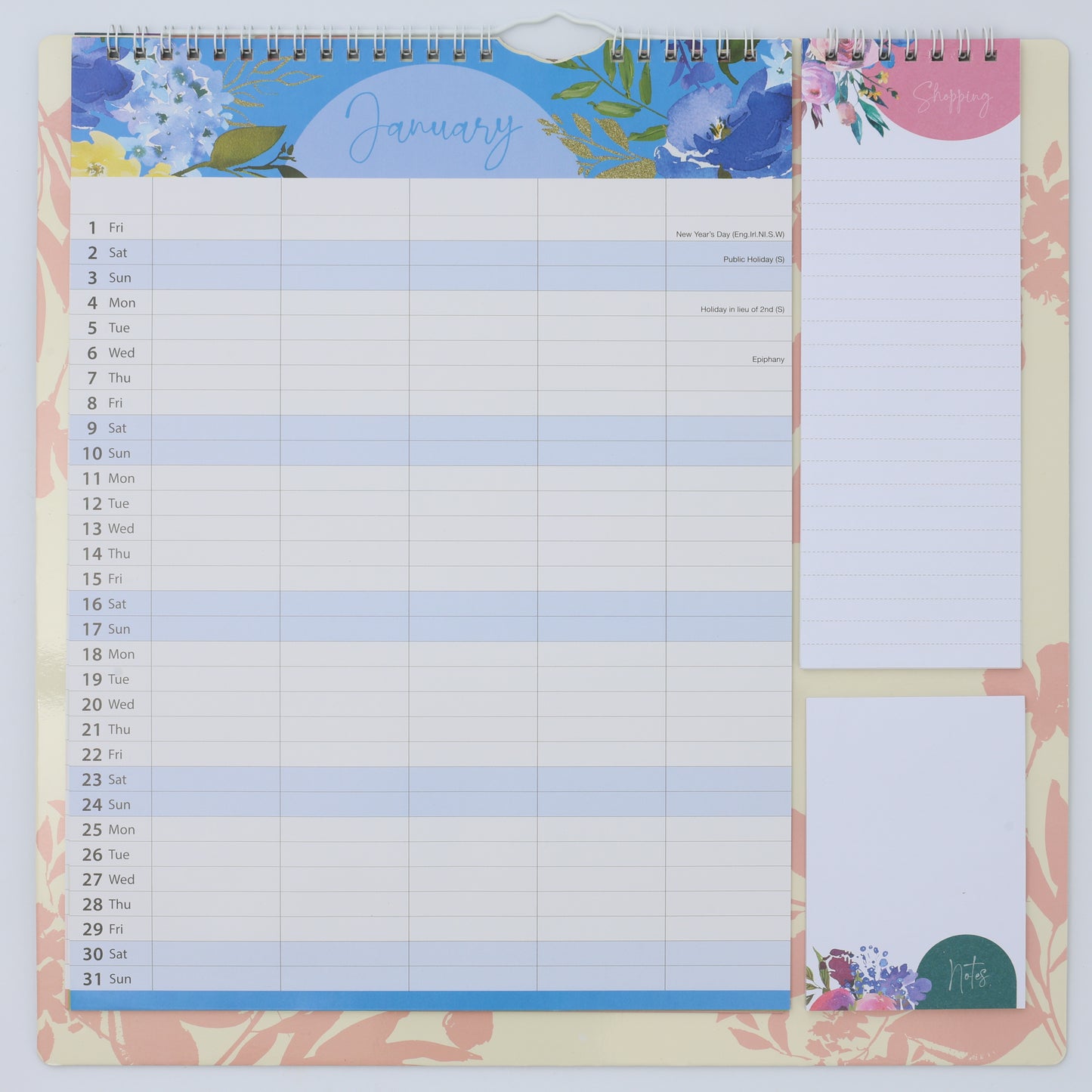 Evelay 2027 Family Planner Calendar – 5 Column Wall Organiser with Shopping List & Notepad | Large Month-to-View Schedule for Busy Homes, Kitchens & Offices