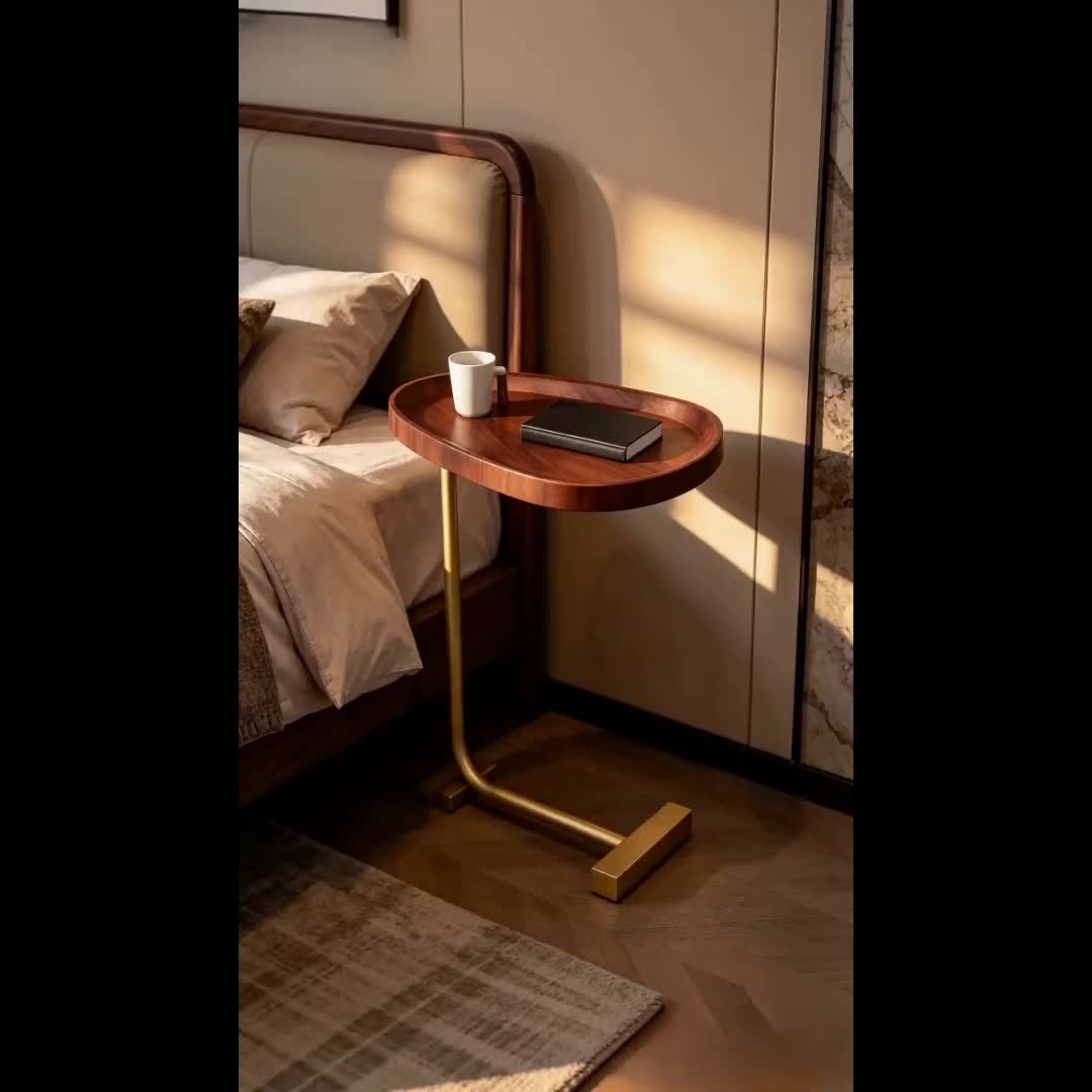 Modern C-Shaped Side Table – Small Oval Coffee Table for Living Room, Balcony, or Bedroom – Perfect as a Snack Table, Book Holder, or Laptop Desk by the Sofa